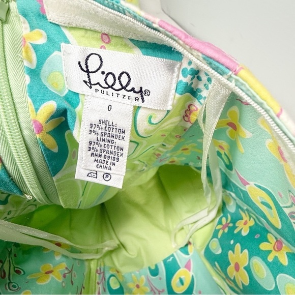 LILLY PULITZER Women’s Strapless Belted Dress SOUTHERN BELLE Peacock Print Sz 0 - Picture 5 of 6